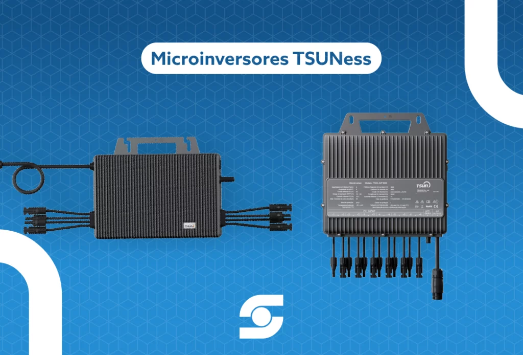 a imagem apresenta microinversores tsuness em destaque na fotus